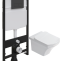 Комплект Унитаз подвесной STWORKI Хальмстад SETK2804-0606-001-1-6000 с микролифтом + Система инсталляции для унитазов EWRIKA ProLT 0026-2020 с кнопкой смыва 0044 черной матовой 560226 - 0