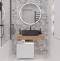 Мебель для ванной STWORKI Ольборг 80 столешница дуб французский, без отверстий, с тумбой 50, с раковиной Vitra Shift черной 542485 - 0