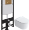 Комплект Унитаз подвесной STWORKI Ноттвиль SETK3104-2616 безободковый, с микролифтом + Система инсталляции для унитазов EWRIKA ProLT 0026-2020 с кнопкой смыва 0053 золото матовое 560127 - 0