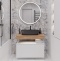 Мебель для ванной STWORKI Ольборг 80 столешница дуб французский, без отверстий, с тумбой 80, с раковиной Vitra Shift черной 542488 - 0
