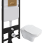 Комплект Унитаз подвесной STWORKI Дублин SETK3504-0605 с микролифтом + Система инсталляции для унитазов EWRIKA ProLT 0026-2020 с кнопкой смыва 0053 золото матовое 559927 - 0