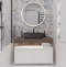 Мебель для ванной STWORKI Ольборг 100 столешница дуб карпентер, без отверстий, 2 тумбы 50, с раковиной Vitra Shift черной 542628 - 0