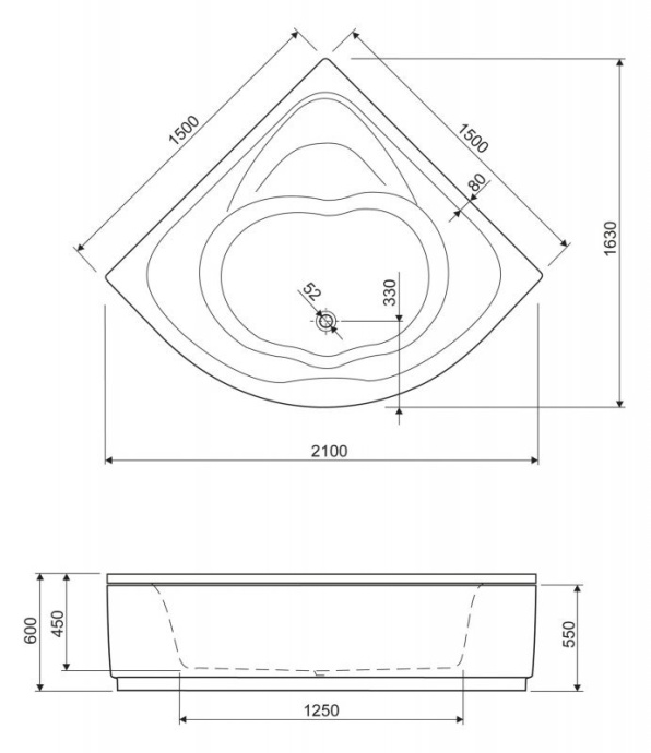Передняя панель для акриловой ванны CETINA-140-SCR, 140x5x41 - 5