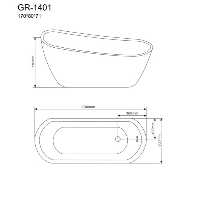 Акриловая ванна Grossman GR-1401 170x80 - 2