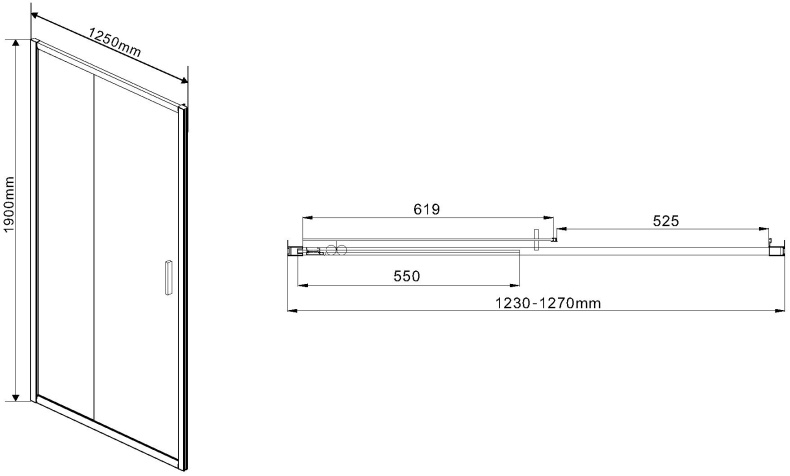 Душевая дверь в нишу Vincea Garda VDS-1G125CL 125 см, профиль хром, стекло прозрачное - 4