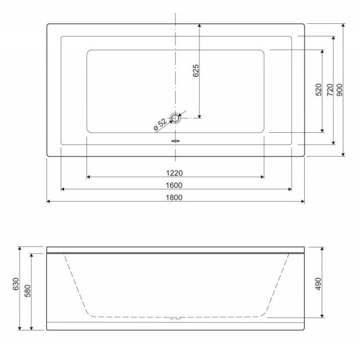 Передняя панель для акриловой ванны PLANE-200-SCR, 200x5x58 - 4
