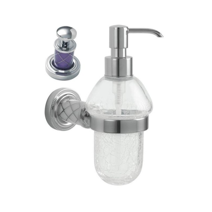 Дозатор для жидкого мыла настенный Boheme Royal Cristal хром с фиолетовым 10912-V-CR - 0