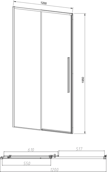 Душевая дверь в нишу Vincea Slim-N 120х195 профиль хром стекло прозрачное VDS-4SN120CL - 3