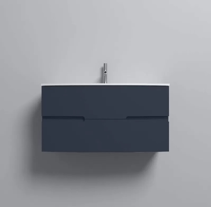 EB1889RU-G98 Nona Мебель с интегрированными ручками, глянцевый темно-синий, 100 см, 2 ящика - 4