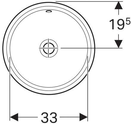 500.744.01.2 Geberit VariForm Раковина с установкой под столешницу круглой формы, D1=33 см, без отв. под смеситель, с переливом - 2