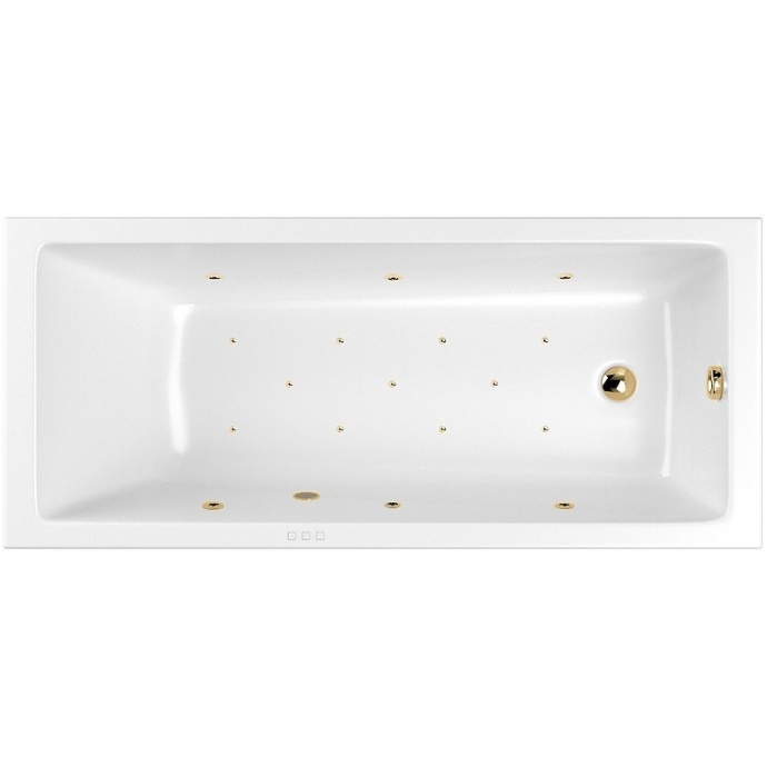 Ванна акриловая WHITECROSS Wave Slim Relax 150x70 с гидромассажем белый - золото 0111.150070.100.RELAX.GL - 0