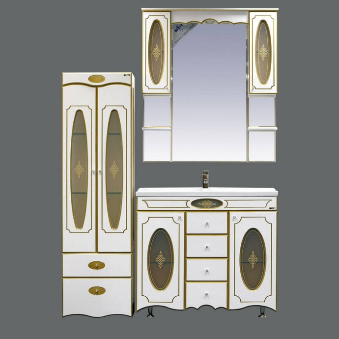 Зеркало-шкаф Misty Монако 120 белый-золото с подсветкой  Л-Мнк04120-013Л - 1