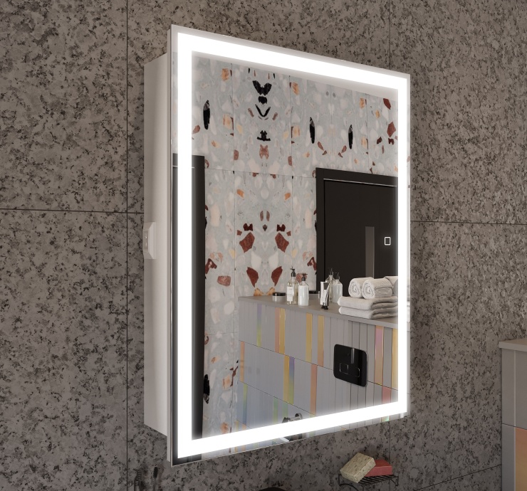 Зеркало-шкаф STWORKI Эстерсунд 60 с подсветкой, сенсорное, прямоугольное, белое, в современном стиле LED-00002607 - 6