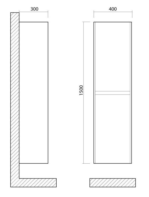 FAMILY Шкаф подвесной с двумя распашными дверцами, Bianco Lucido, 400x300x1500, Family-1500-2A-SO-BL - 2