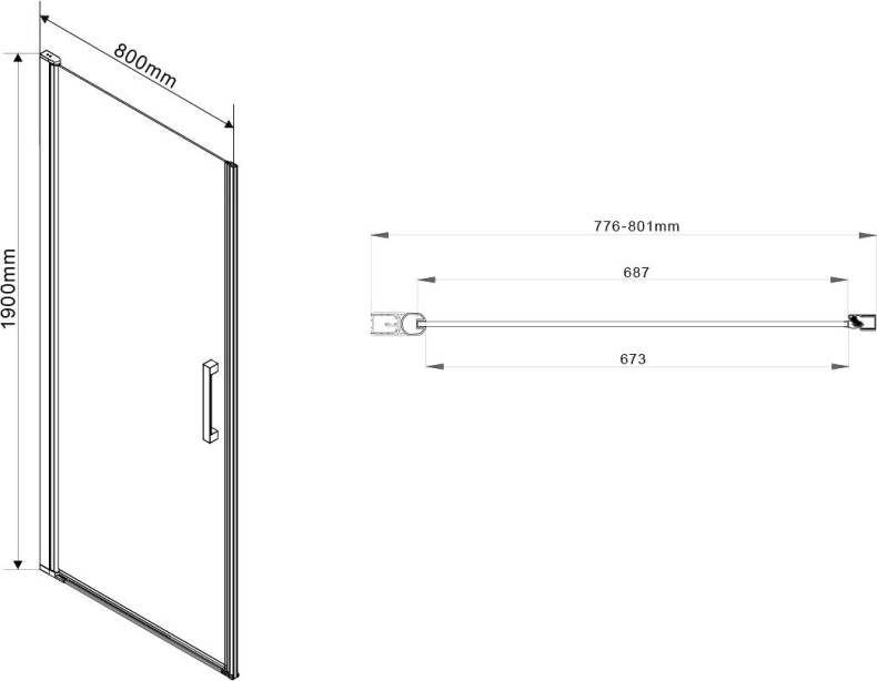 Душевая дверь в нишу Vincea Orta VPP-1O800CLB 80 см, профиль черный, стекло прозрачное - 2