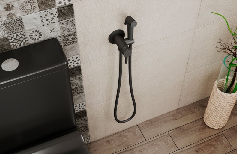 Гигиенический душ Bravat со смесителем, чёрный D9151BW-ENG - 1