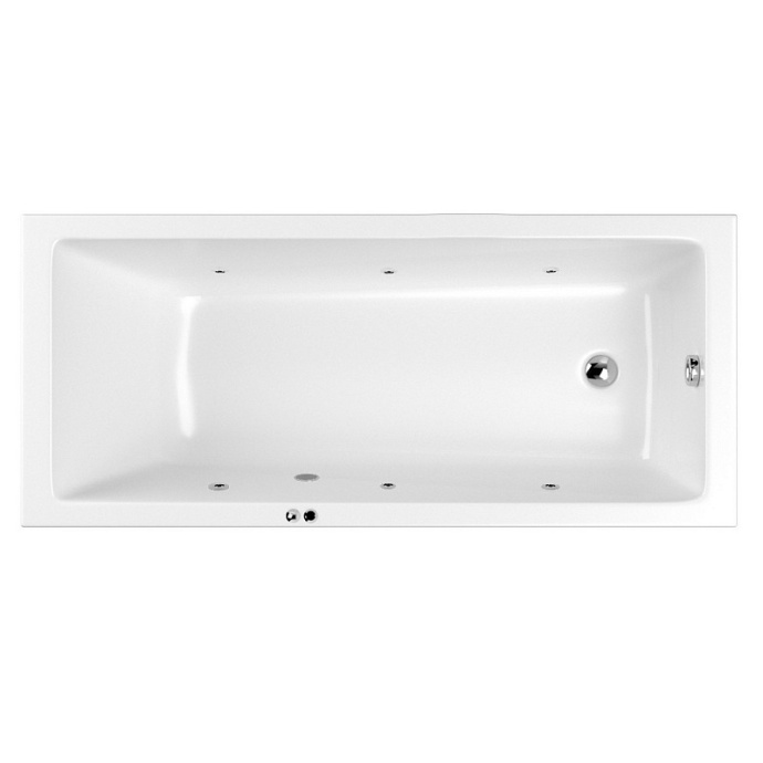 Акриловая ванна Whitecross Wave 160х70 белая хром с гидромассажем 0101.160070.100.SOFT.CR - 0