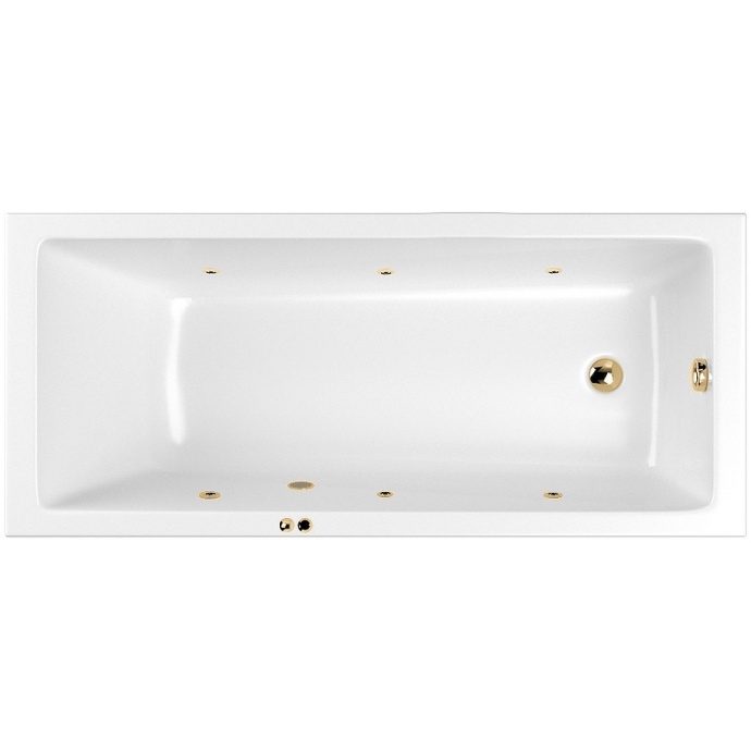 Ванна акриловая WHITECROSS Wave Soft 180x80 с гидромассажем белый - золото 0101.180080.100.SOFT.GL - 0