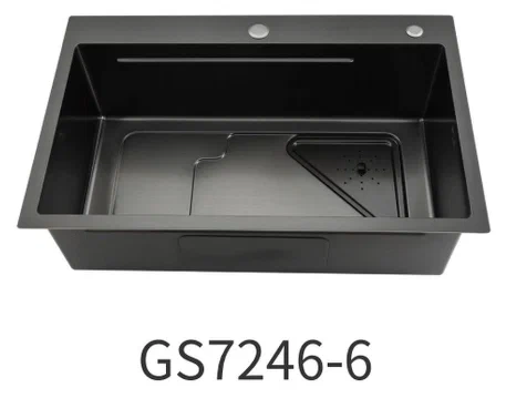 Кухонная раковина Gappo 72х46 черная GS7246-6 - 0