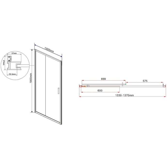 Душевая дверь Vincea Garda 135х190 хром стекло прозрачное VDS-1G135CL - 1