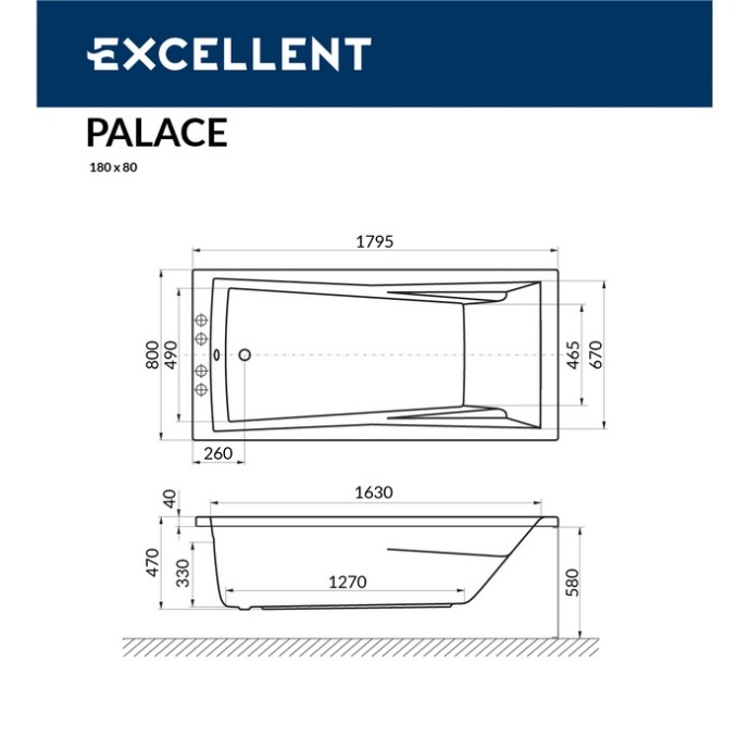 Акриловая ванна Excellent Palace 180x80 белая бронза с гидромассажем WAEX.PAL18.SOFT.BR - 2