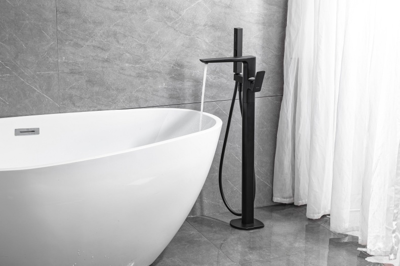 Смеситель напольный Allen Brau Infinity для ванны с душем черный матовый 5.21009-31 - 2