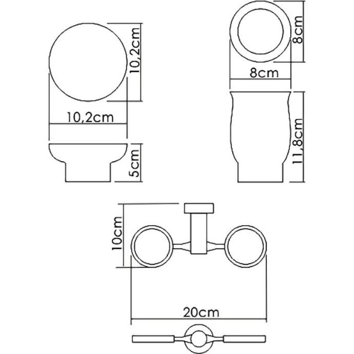 Стакан для зубных щеток и мыльница Wasserkraft хром - белый K-24126 - 2