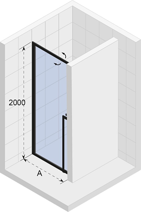 Душевая дверь в нишу Riho Lucid GD101 100 см, профиль черный G005003121 - 2