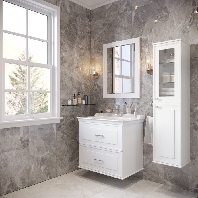 Мебель для ванной STWORKI Хадстен 80 белая, в классическом стиле, подвесная (комплект, гарнитур) 540907 - 4