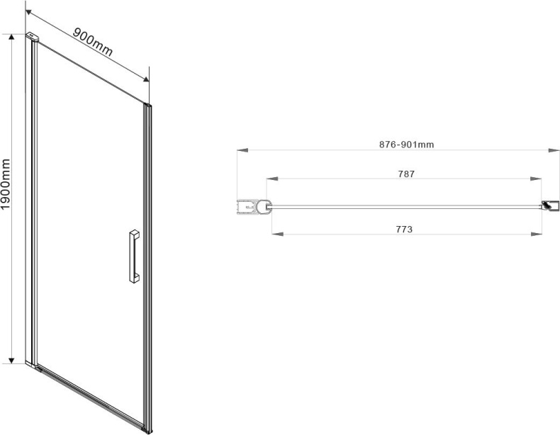 Душевая дверь в нишу Vincea Orta VPP-1O900CH-L 90 см, хром, стекло шиншилла, L - 4