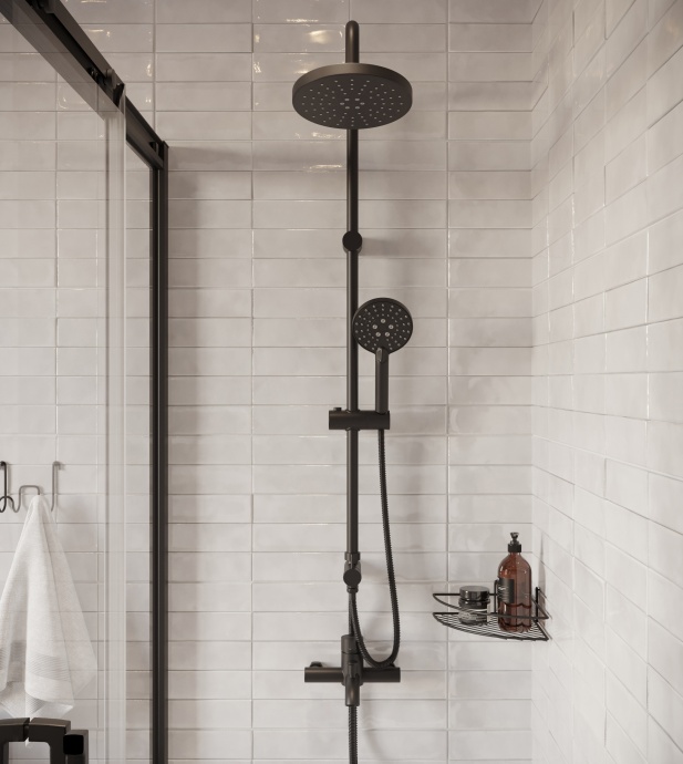 Смеситель для ванны с душем STWORKI by Damixa Стокгольм HFSG10030 черный, однорычажный, латунь, настенный, матовый - 3