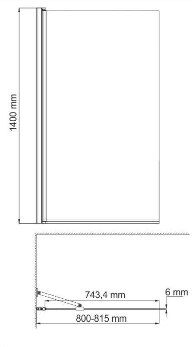 Шторка на ванну Wasserkraft Berkel 80х140 профиль белый стекло прозрачное 48P01-80WHITE Fixed - 2