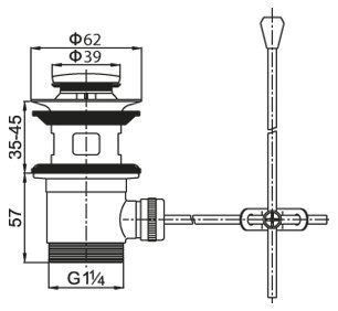 CZR-SA2-03 Донный клапан с переливом, механический, золото - 1