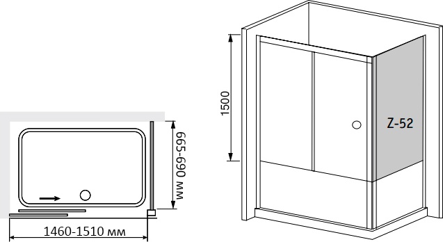 Шторка на ванну RGW Screens SC-82 (146-151)х70х150 профиль хром, стекло шиншилла 04118257-51 - 3