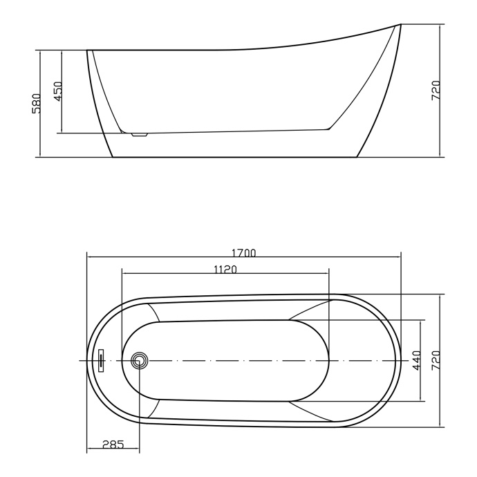 Swedbe Vita ванна отдельноcтоящая акриловая (1700 мм) 8816 - 2