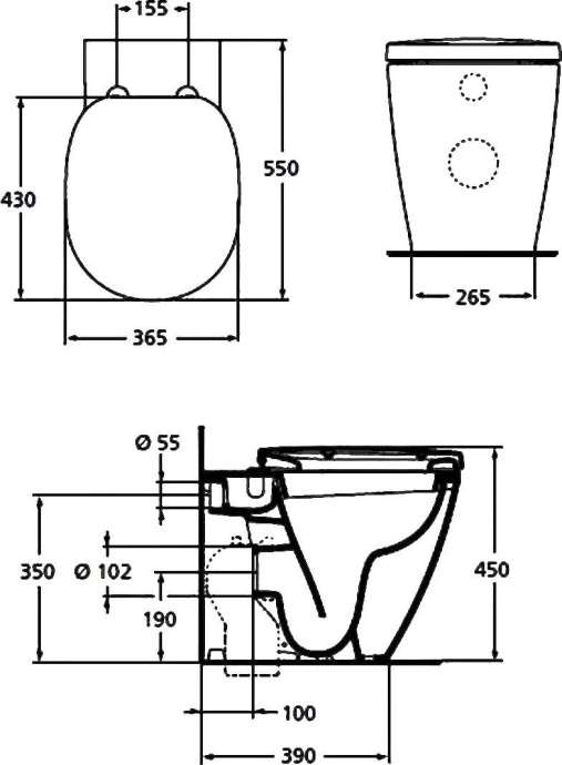Чаша для приставного унитаза Ideal Standard Connect белый, без сиденья  E803401 - 5