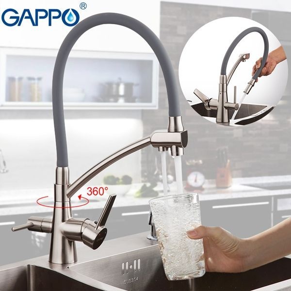 Смеситель для кухни Gappo серый G4398 - 1