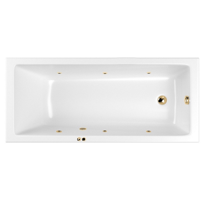 Акриловая ванна Whitecross Wave 160х70 белая золото с гидромассажем 0101.160070.100.SOFT.GL - 0