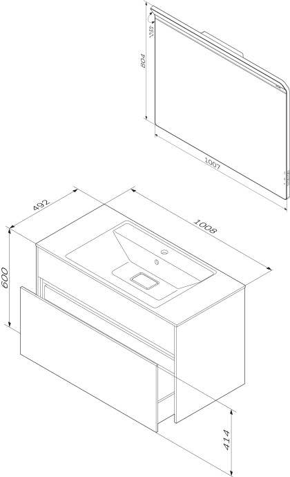 Мебель для ванной Am.Pm Inspire V2.0 100 графит матовый - 8