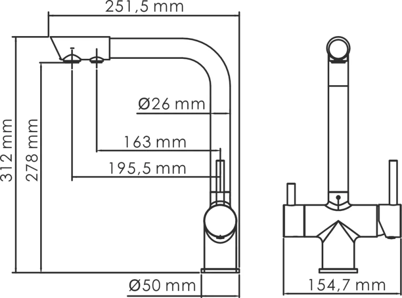 Смеситель для кухни Wasserkraft белый матовый A8357 - 10