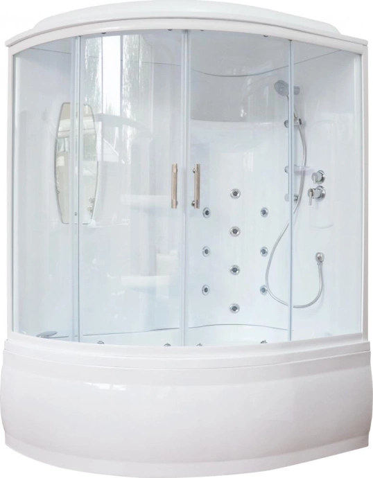 Душевой бокс Royal Bath ALP 150х100 R профиль белый стекло прозрачное с гидромассажем  RB150ALP-T-R - 0