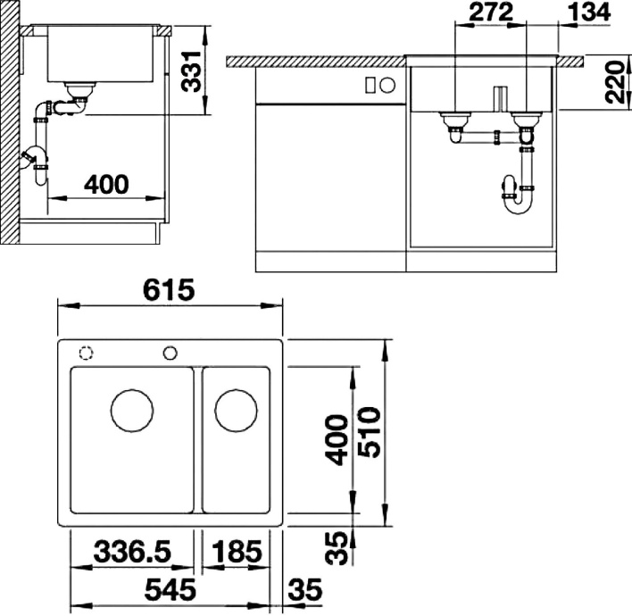 Мойка кухонная Blanco Pleon 6 Split серый беж 521696 - 1