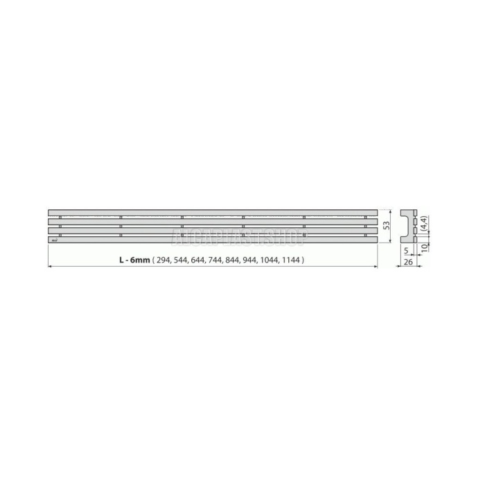 GAP Решетка для водоотводящего желобов (APZ6, APZ16) призматическая, нержавеющая сталь-мат 650 мм, GAP-650M  GAP-650M - 1