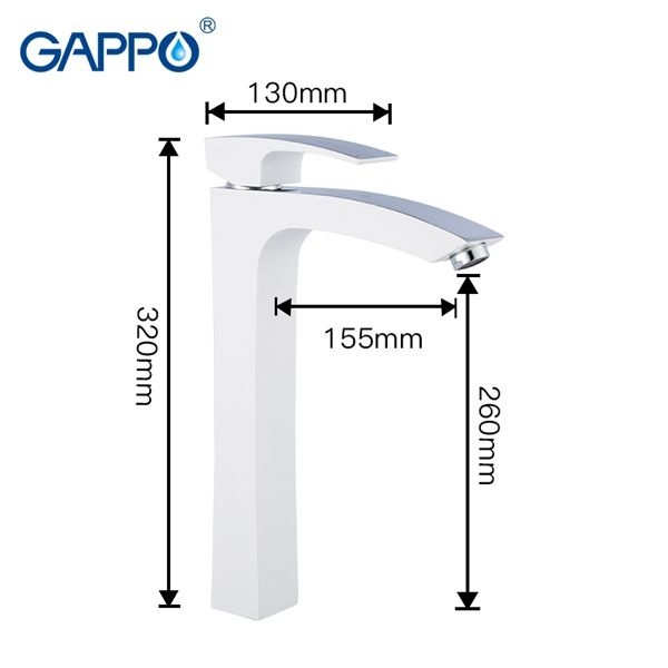 Смеситель для раковины Gappo белый G1007-18 - 8