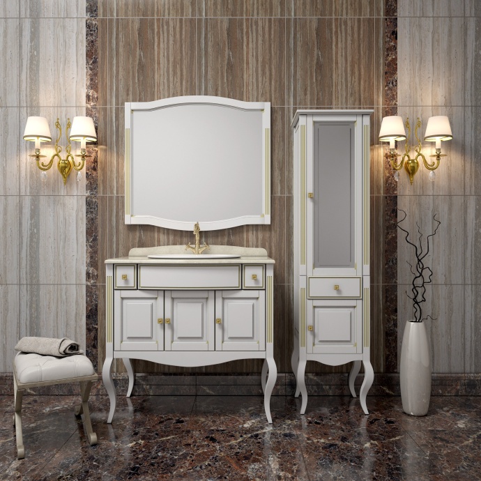 Мебель для ванной Opadiris Лаура 100 белая с патиной - 1