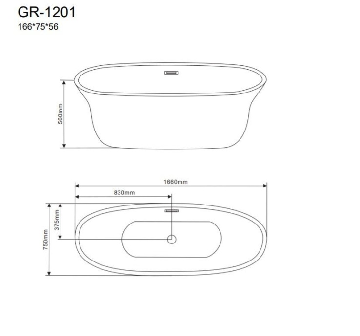 Акриловая ванна Grossman GR-1201 166x75 - 2