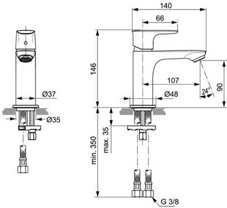 Смеситель для раковины Ideal Standard Connect Air хром A7010AA - 1