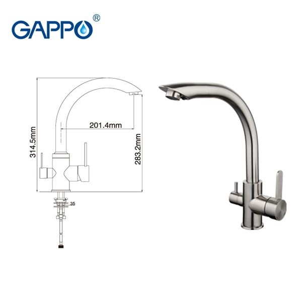 Смеситель для кухни Gappo стальной G4399 - 7