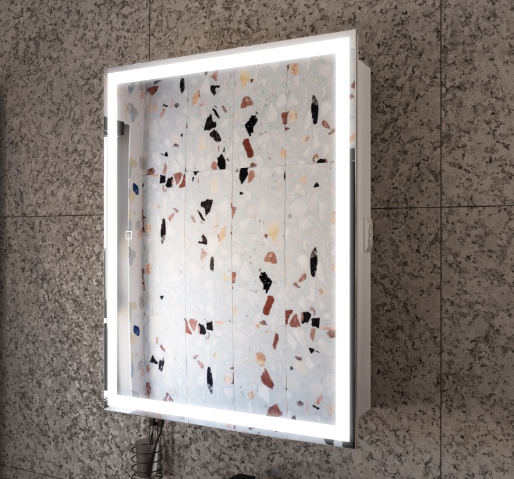 Зеркало-шкаф STWORKI Эстерсунд 60 с подсветкой, сенсорное, прямоугольное, белое, в современном стиле LED-00002607 - 3