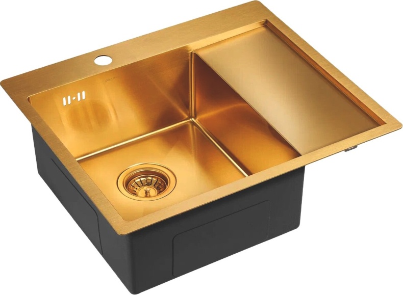 Мойка кухонная Paulmark Flank L 59 брашированное золото PM225951-BGL - 1